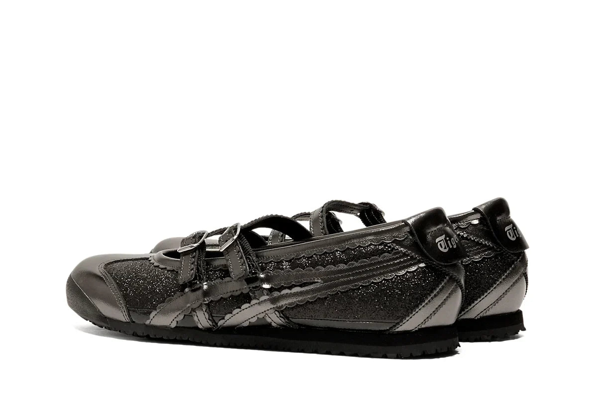 Tênis Onitsuka Tiger Mexico 66 TGRS Black/Gunmetal Glitter Pack Preto detalhe do solado