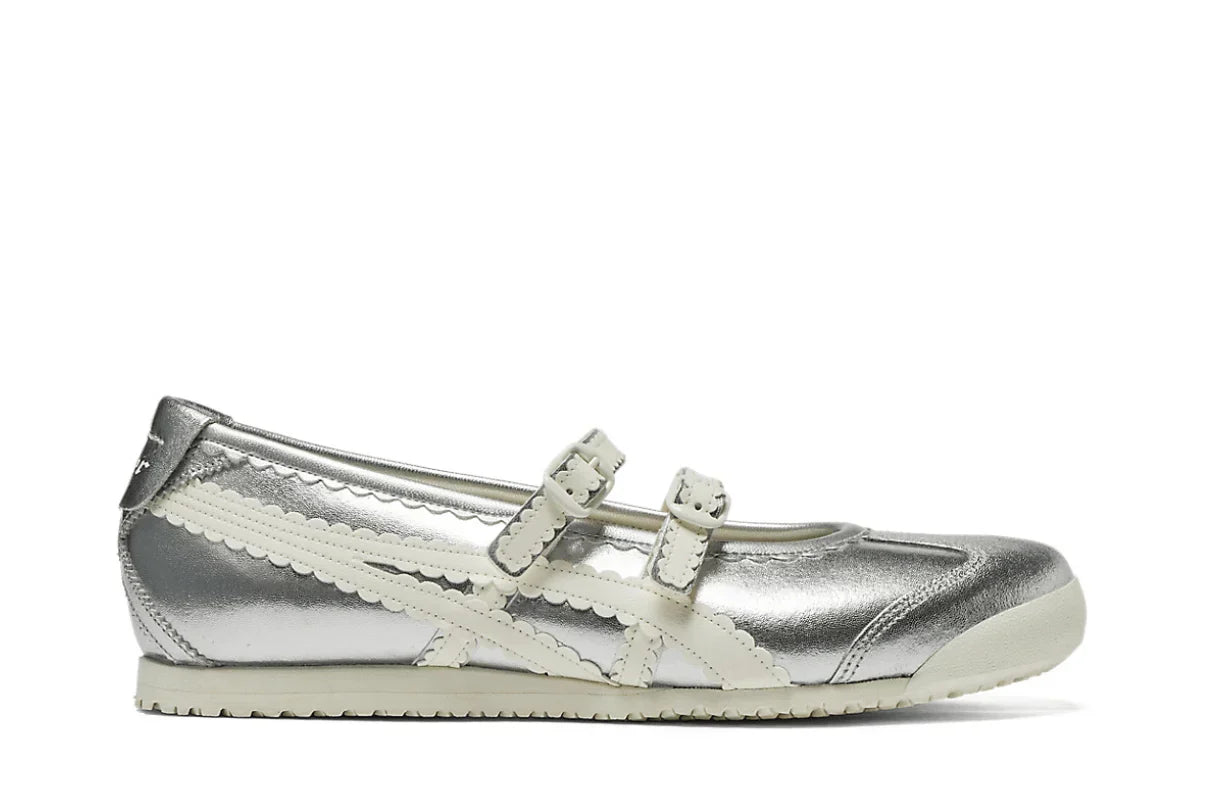 Tênis Onitsuka Tiger Mexico 66 TGRS Silver Cream Prateado vista lateral