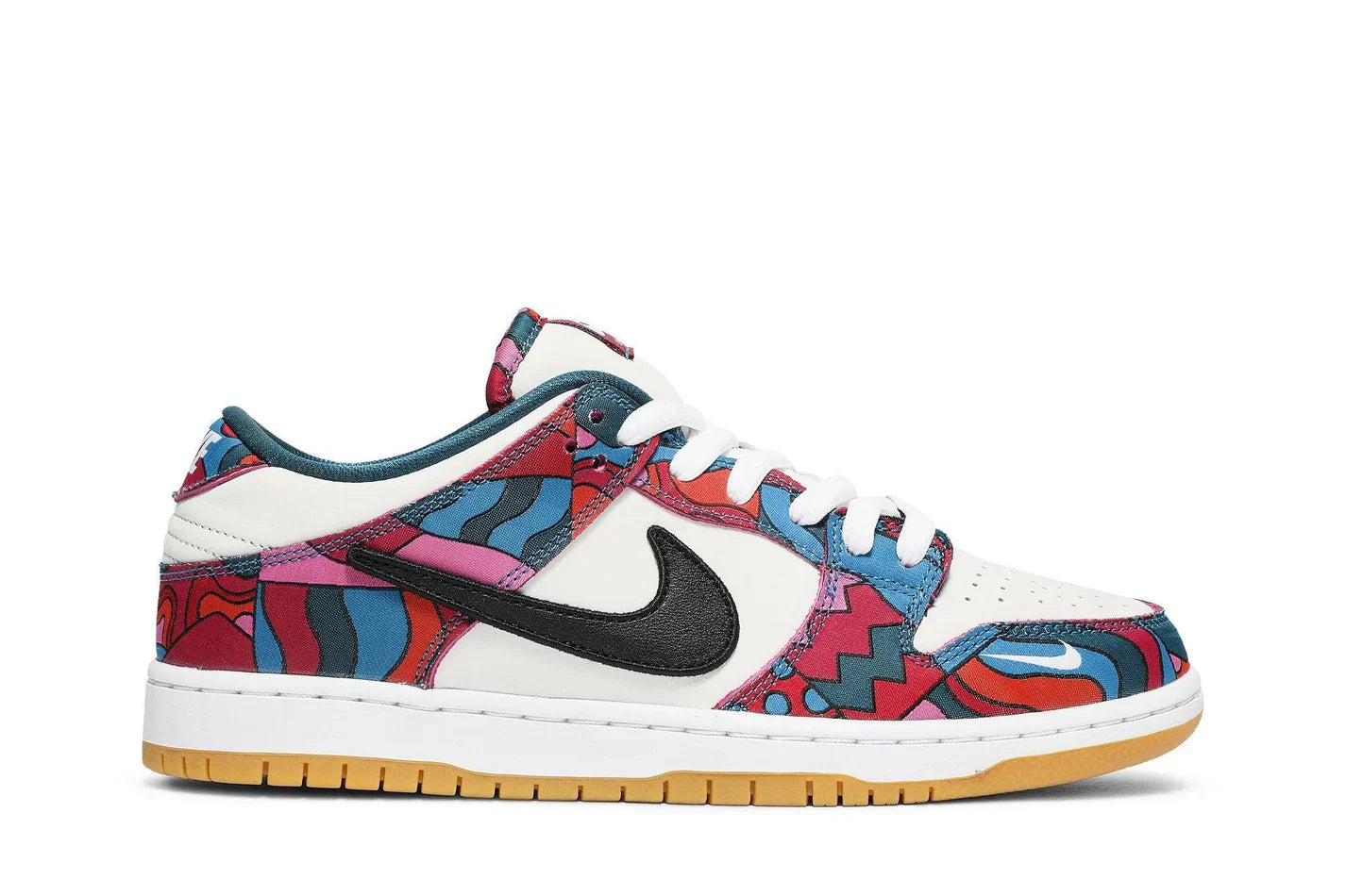 Tênis Parra x Nike SB Dunk Low Pro Abstract Art Colorido vista superior