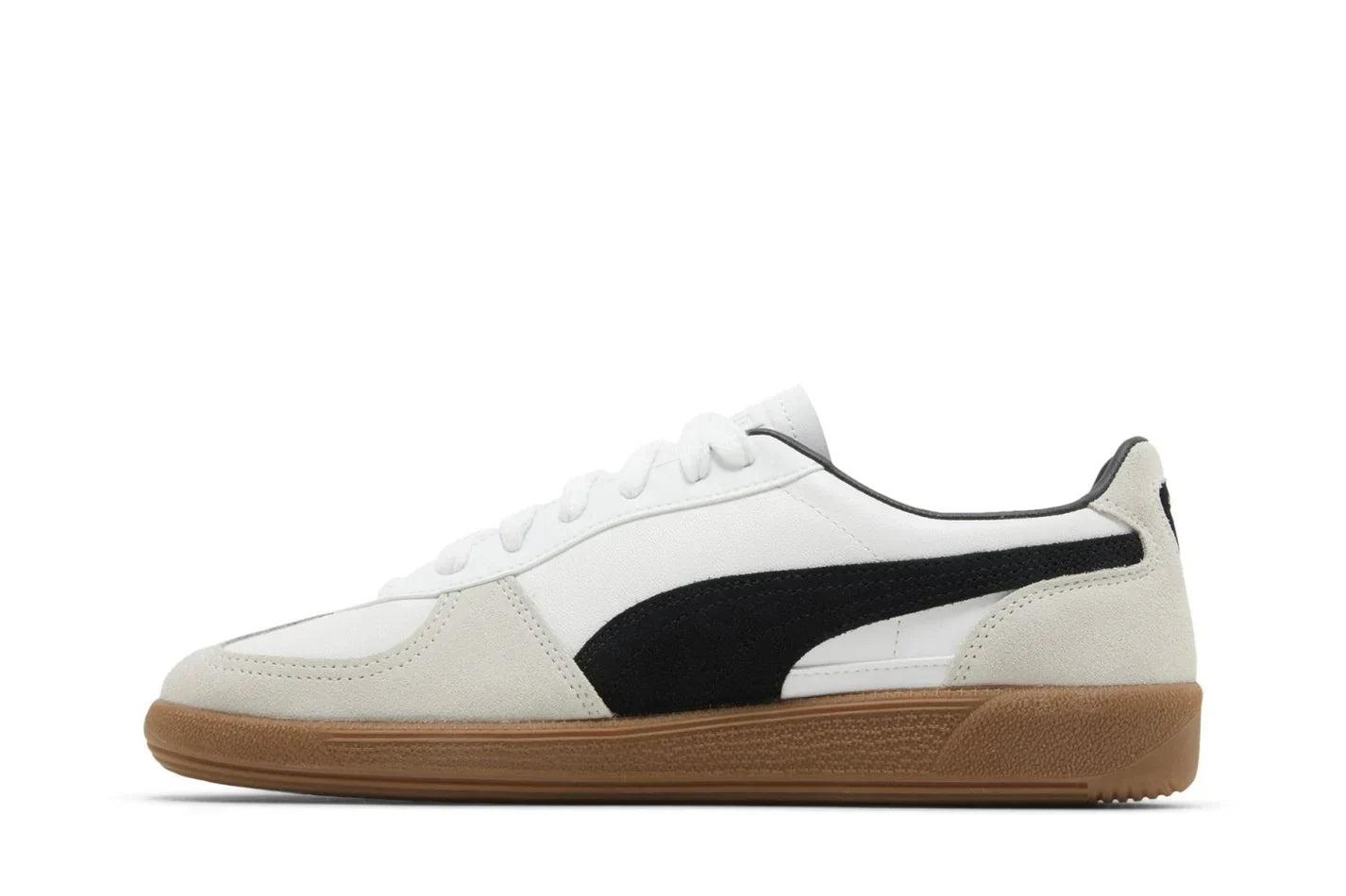 Tênis Puma Palermo Leather White Vapor Grey Gum Cinza detalhe lateral