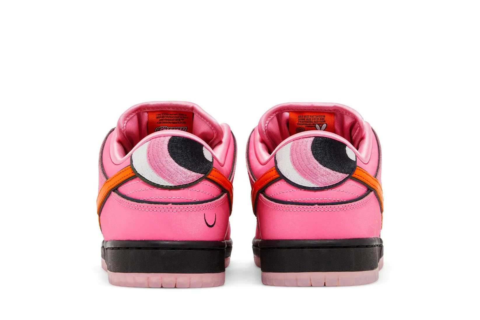Tênis The Powerpuff Girls x Nike SB Dunk Low Blossom Rosa detalhe do material