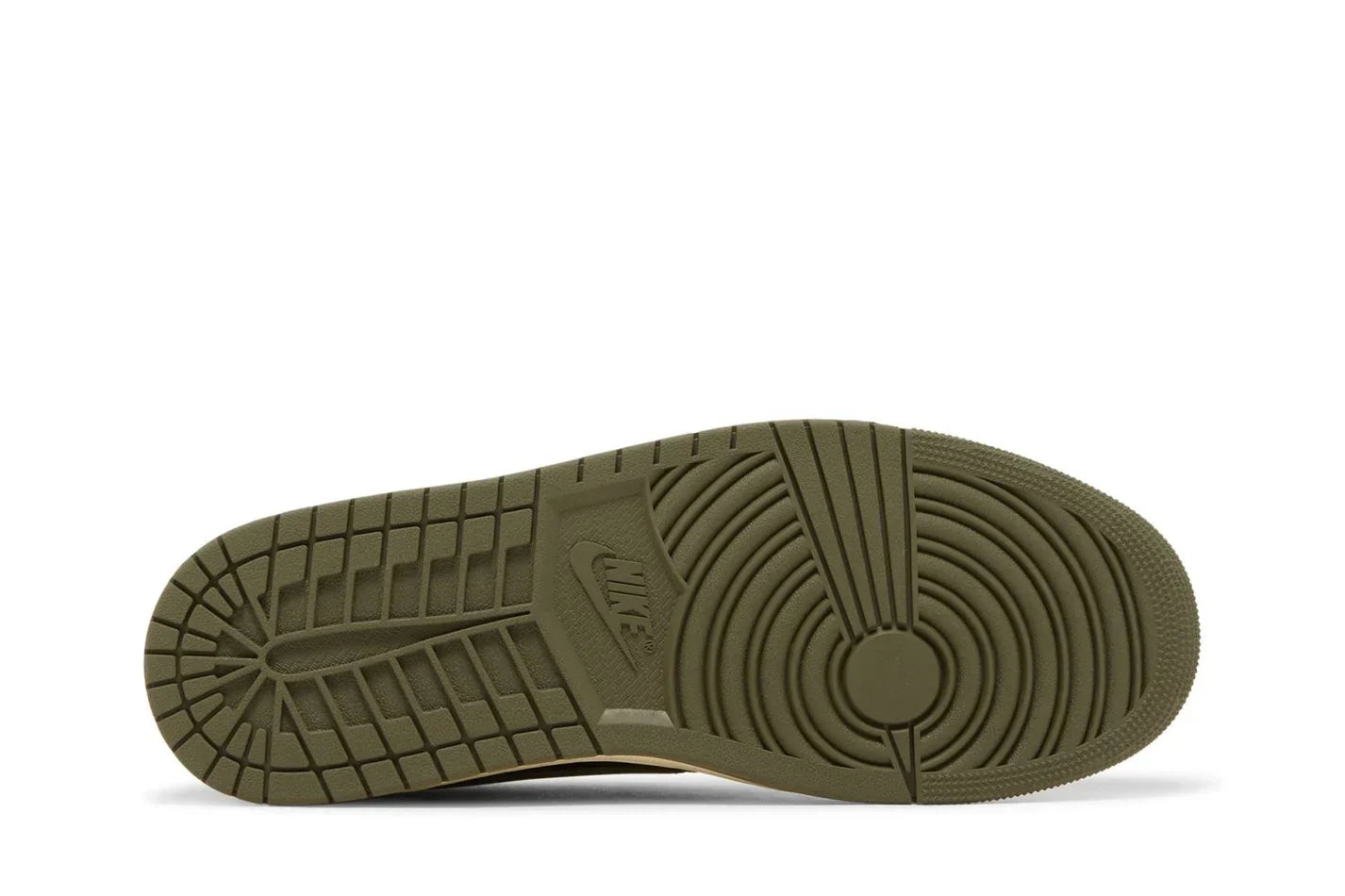 Tênis Travis Scott x Nike Air Jordan 1 Retro Low OG SP Olive Branco vista traseira