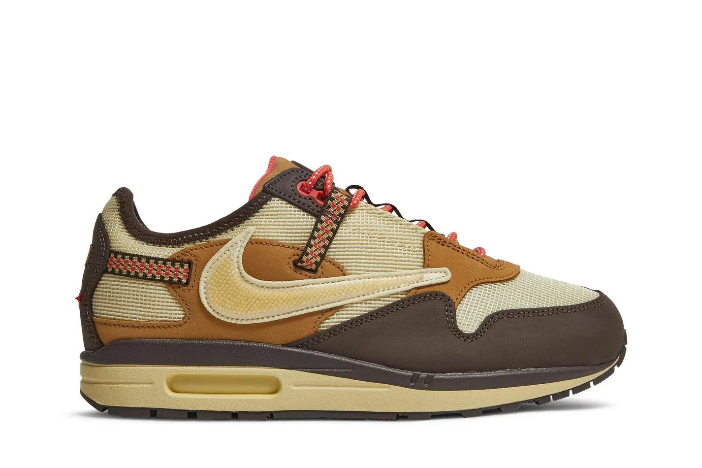 Tênis Travis Scott x Nike Air Max 1 Cactus Brown Marrom vista superior