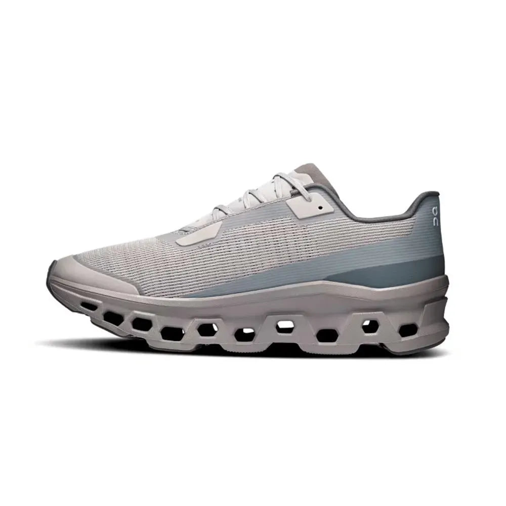 Tênis On Running Cloudmonster Void Alloy Glacier detalhe do material