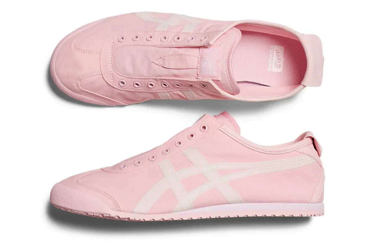 Tênis Onitsuka Tiger Mexico 66 Slip-On Pink Cream Rosa detalhe do material