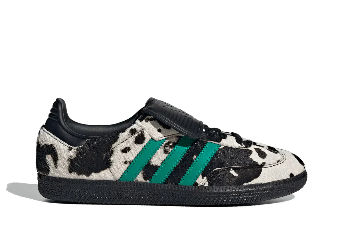 Tênis Adidas Samba LT Cow Print Black White Preto vista lateral