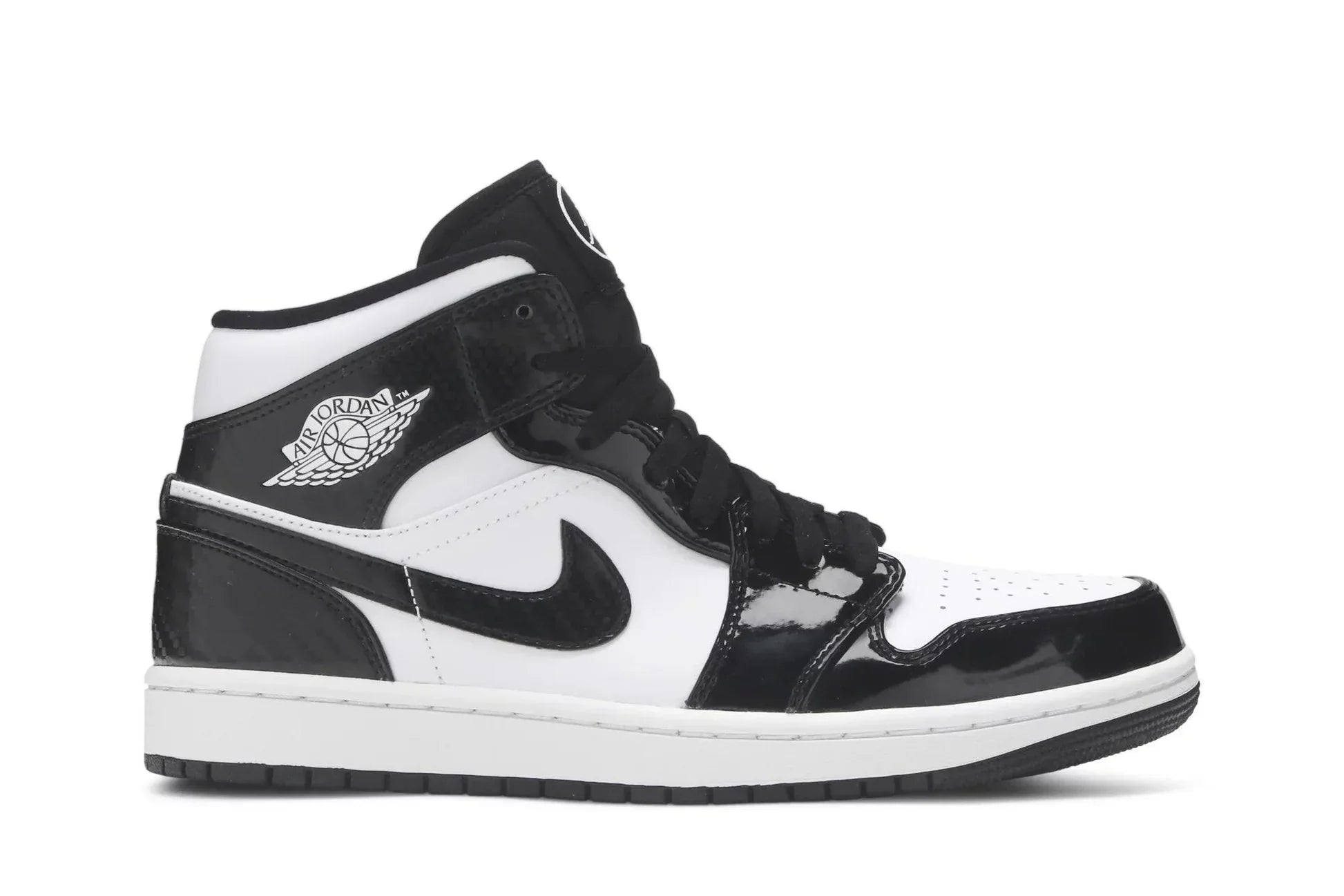 Tênis Air Jordan 1 Mid Carbon Fiber Preto vista lateral