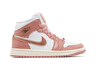 Tênis Air Jordan 1 Mid SE Red Stardust White Rosa vista lateral