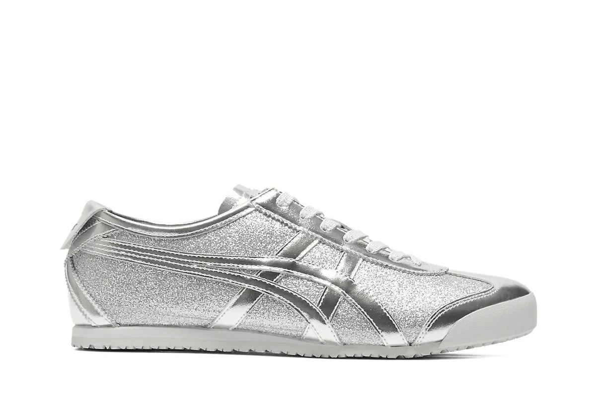 Tênis Onitsuka Tiger Mexico 66 Glitter Pack Pure Silver Prateado vista lateral