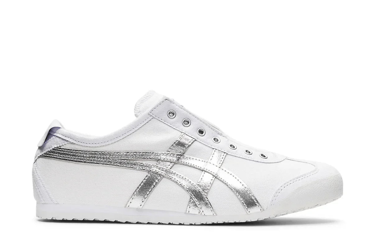 Tênis Onitsuka Tiger Mexico 66 Slip-On White Pure Silver Prateado vista lateral