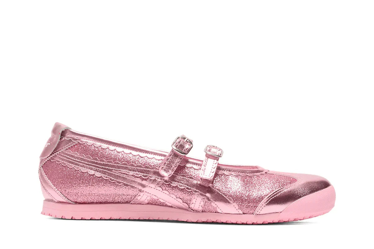 Tênis Onitsuka Tiger Mexico 66 TGRS Pink Cameo/Cotton Candy Glitter Pack Rosa vista lateral