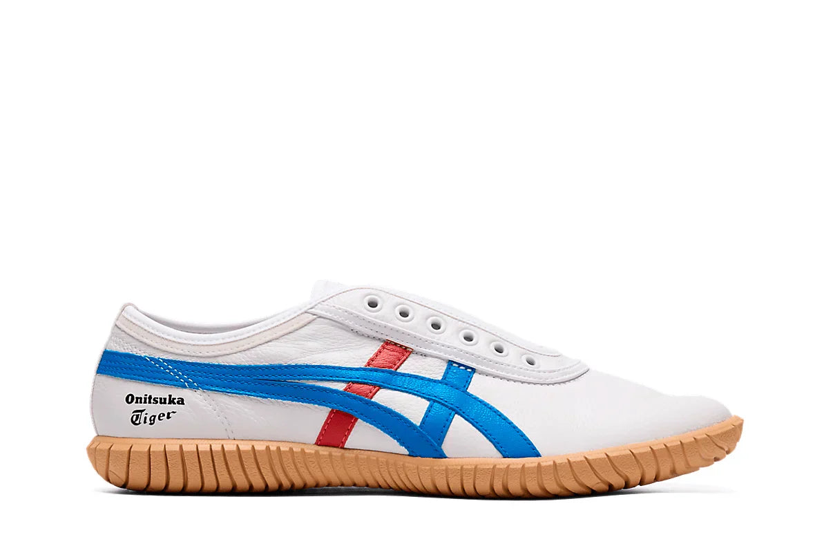 Tênis Onitsuka Tiger Tsunahiki Slip-On White/Directoire Blue Branco vista lateral