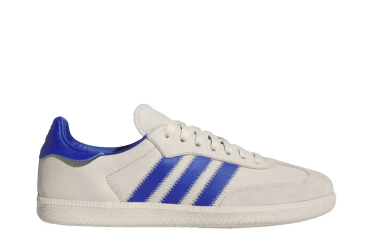 Tênis Adidas Samba x Humanrace Navy Aluminum Cinza vista lateral