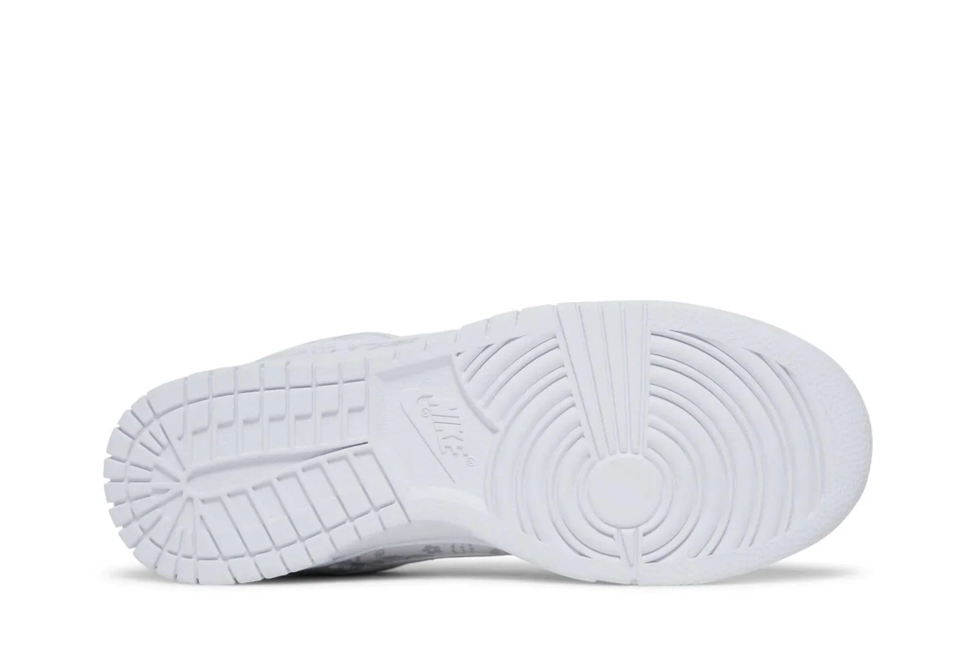 Tênis Nike Dunk Low White Paisley Branco detalhe do solado