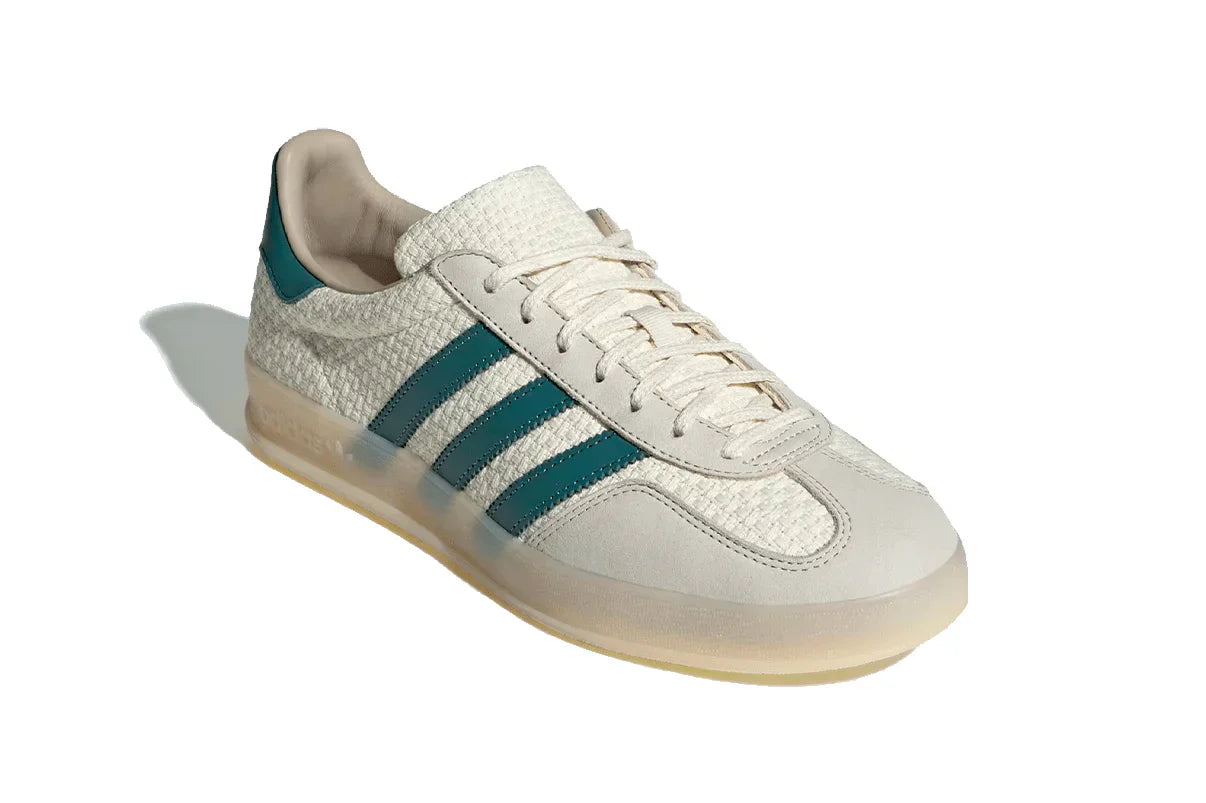 Tênis Adidas Gazelle Indoor Cream White Preloved Teal Branco detalhe do solado