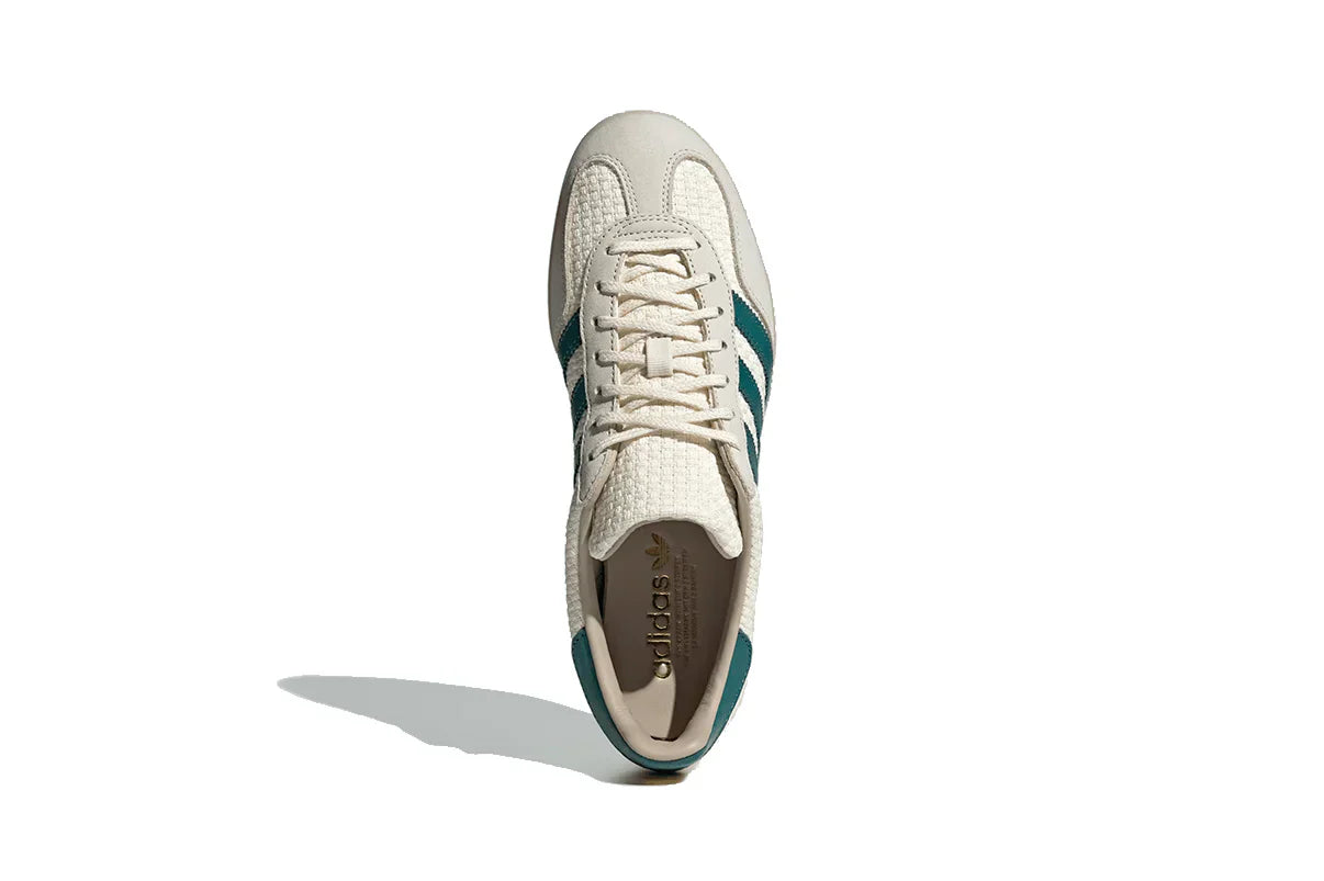 Tênis Adidas Gazelle Indoor Cream White Preloved Teal Branco detalhe lateral