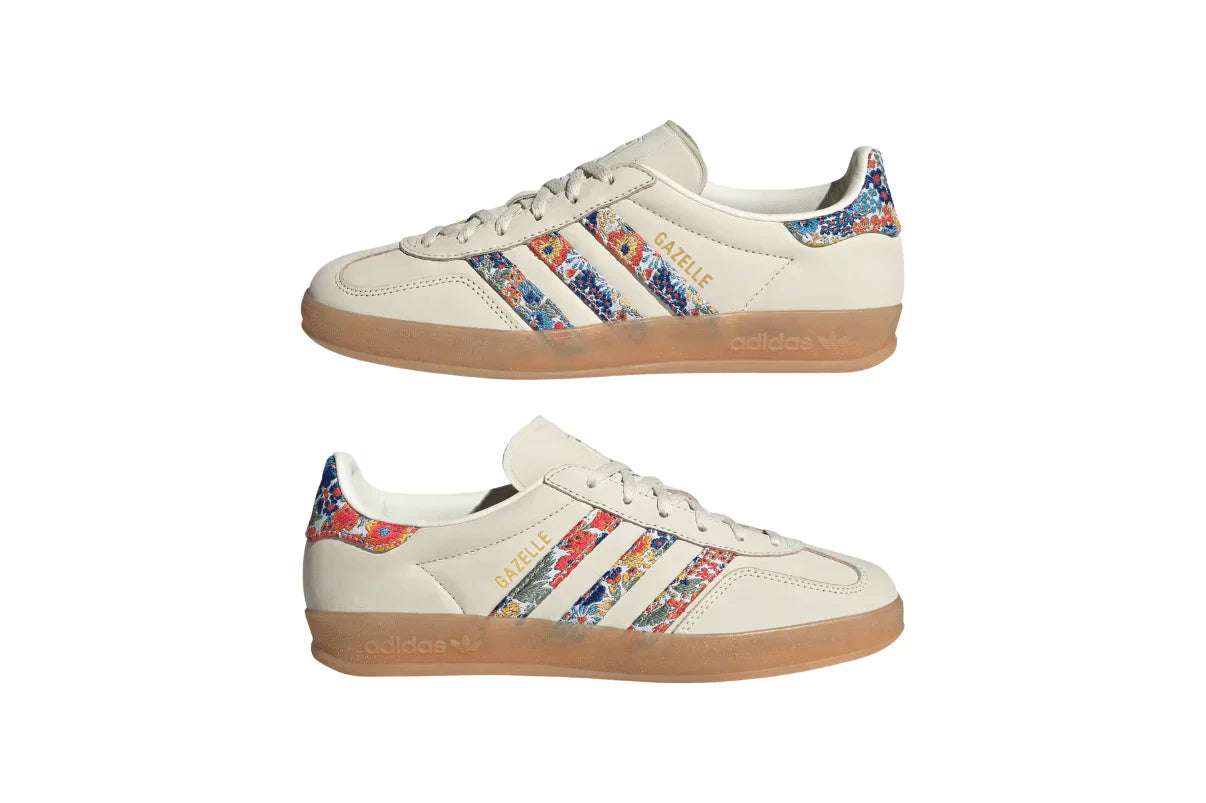 Tênis Adidas Gazelle Indoor Liberty London Floral Embroidery Stripes Multi-Color detalhe do solado