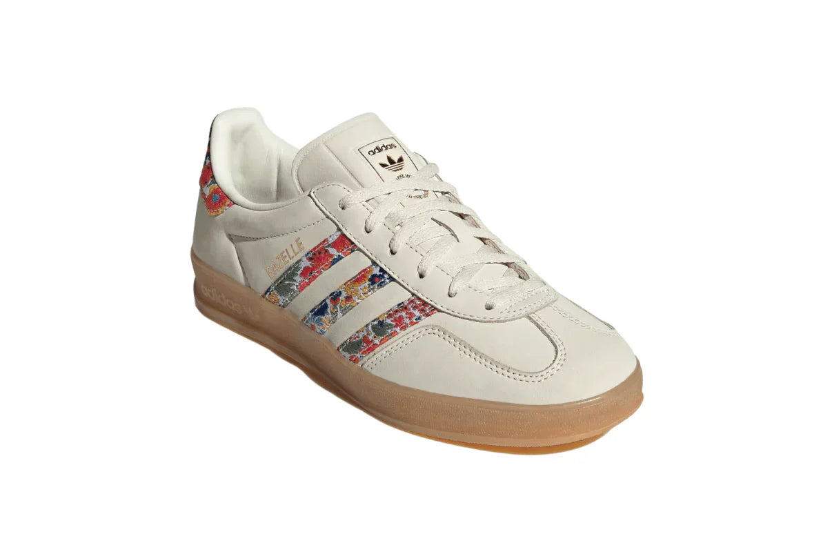 Tênis Adidas Gazelle Indoor Liberty London Floral Embroidery Stripes Multi-Color detalhe frontal