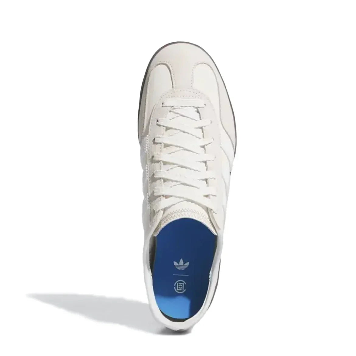 Tênis Adidas Gazelle Indoor x Clot by Edison Chen Off White Branco detalhe do material
