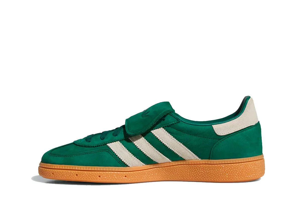 Tênis Adidas Handball Spezial LT Collegiate Green Cream White Verde detalhe frontal