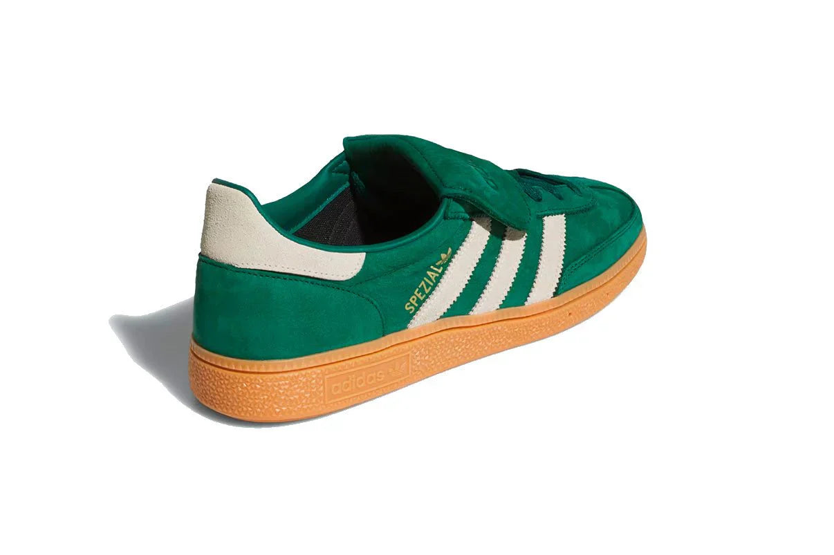 Tênis Adidas Handball Spezial LT Collegiate Green Cream White Verde detalhe do material