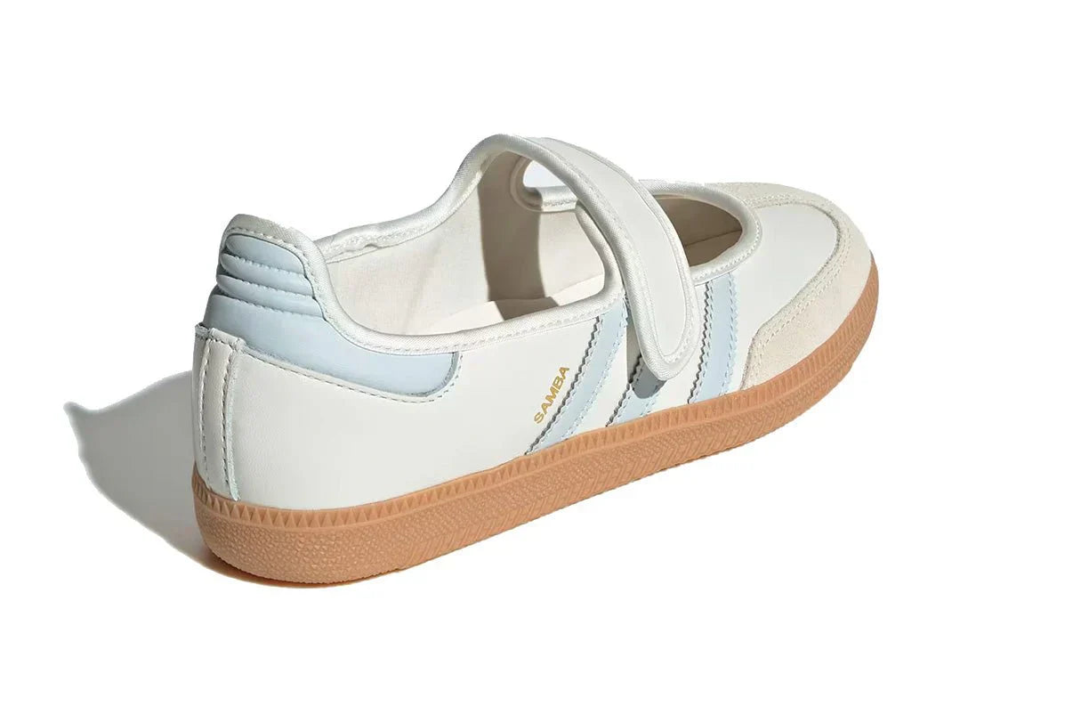 Tênis Adidas Samba Jane White Blue Gum Branco detalhe do solado