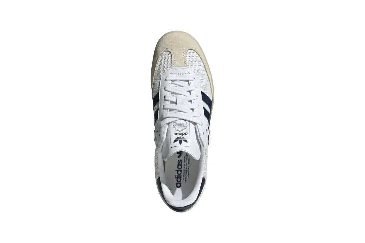 Tênis Adidas Samba OG White Night Indigo Branco detalhe do material
