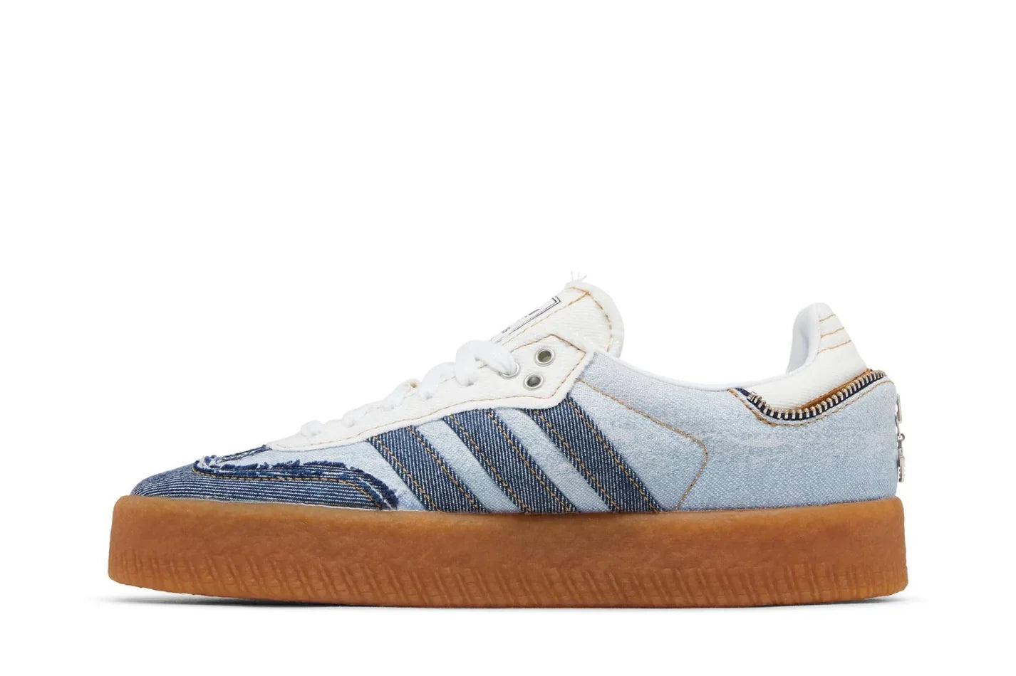 Tênis Adidas Sambae Denim Azul detalhe lateral