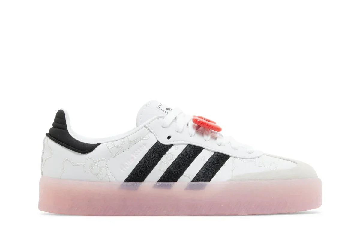 Tênis Adidas Sambae x Hello Kitty Cloud White Clear Pink Branco vista superior