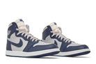 Tênis Air Jordan 1 High 85 College Navy Azul detalhe do material