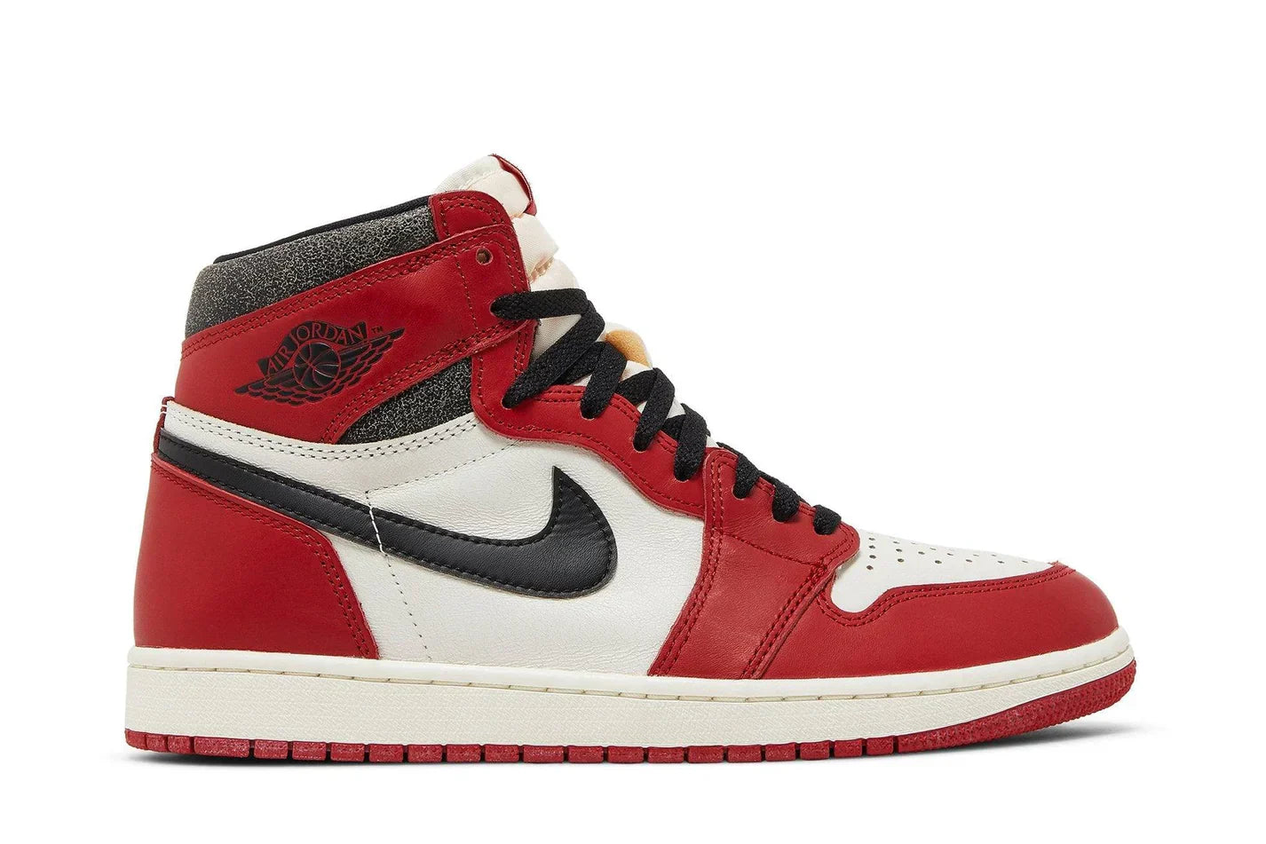 Tênis Air Jordan 1 High Chicago Lost and Found Vermelho vista lateral