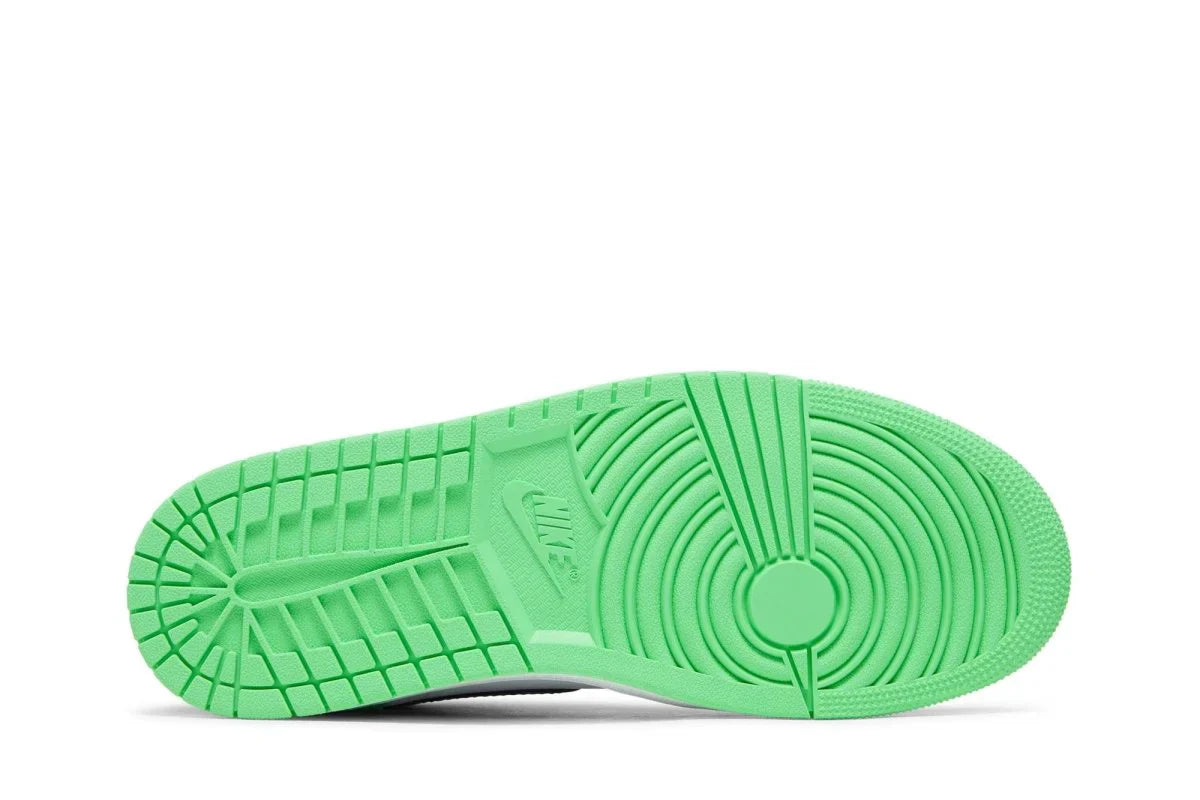 Tênis Air Jordan 1 High Og Green Glow Verde detalhe do material