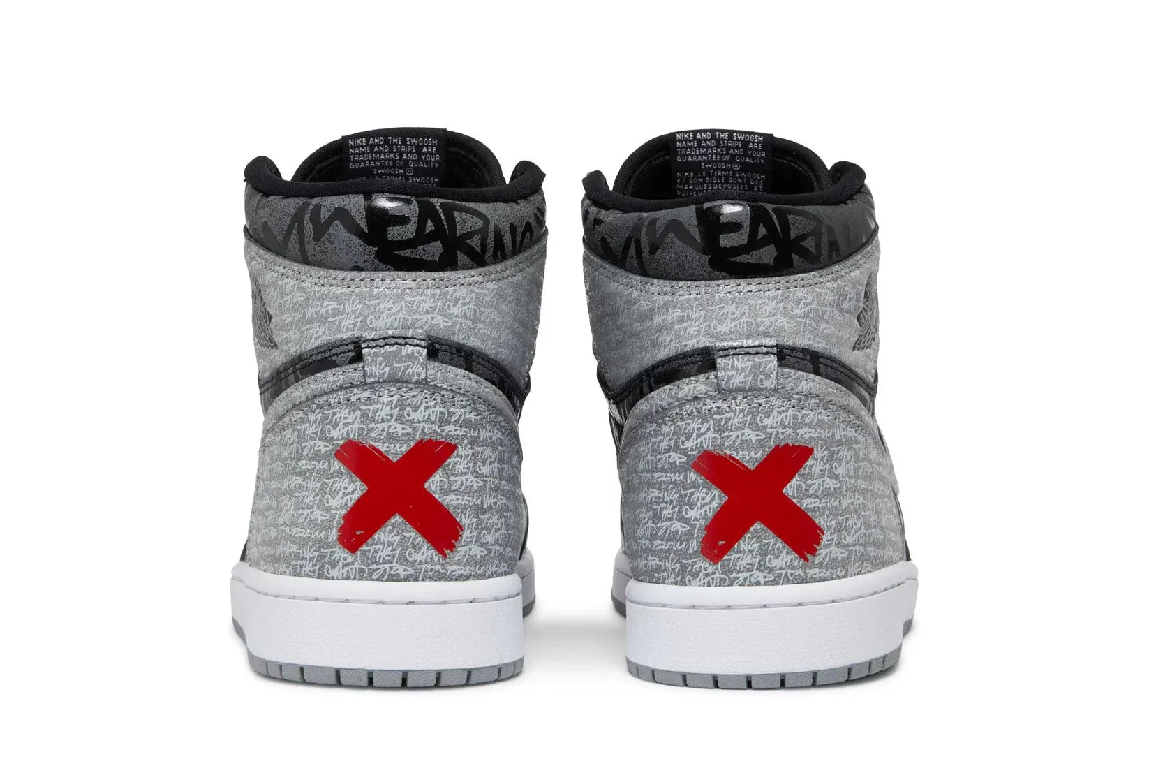 Tênis Air Jordan 1 High Og Rebellionaire Cinza detalhe do material