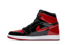 Tênis Air Jordan 1 High Patent Bred Vermelho detalhe do material