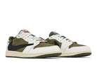 Tênis Air Jordan 1 Low Og Sp x Travis Scott Medium Olive Verde detalhe lateral