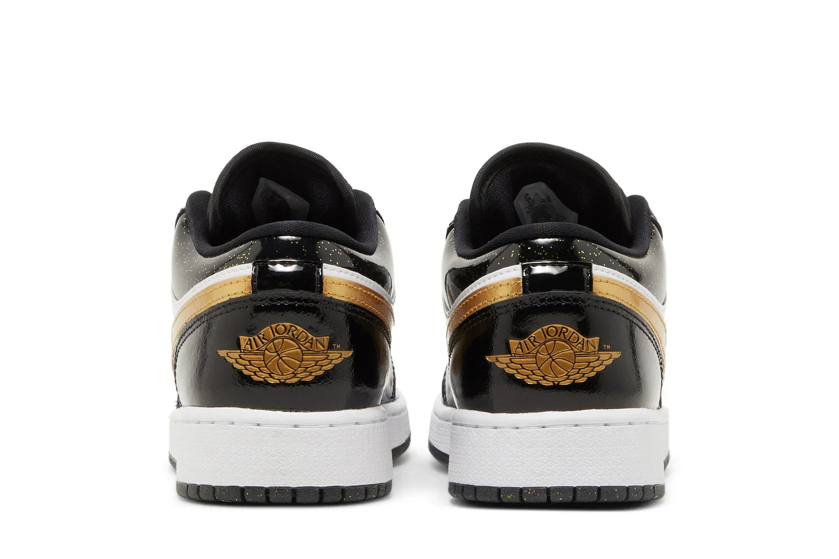 Tênis Air Jordan 1 Low SE Gs Gold Toe Preto detalhe do material