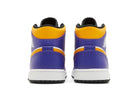 Tênis Air Jordan 1 Mid Lakers Roxo/Amarelo detalhe do solado
