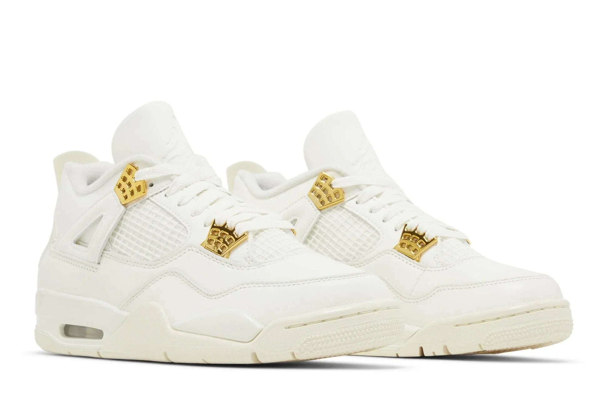 Tênis Air Jordan 4 Retro Metallic Gold Branco vista superior
