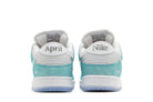 Tênis April Skateboards x Nike SB Dunk Low Turbo Green Azul detalhe do material