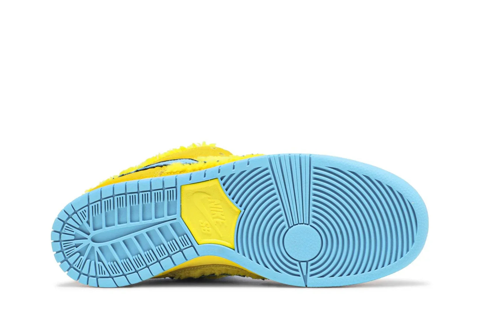Tênis Grateful Dead x Nike SB Dunk Low Yellow Bear Amarelo detalhe do material