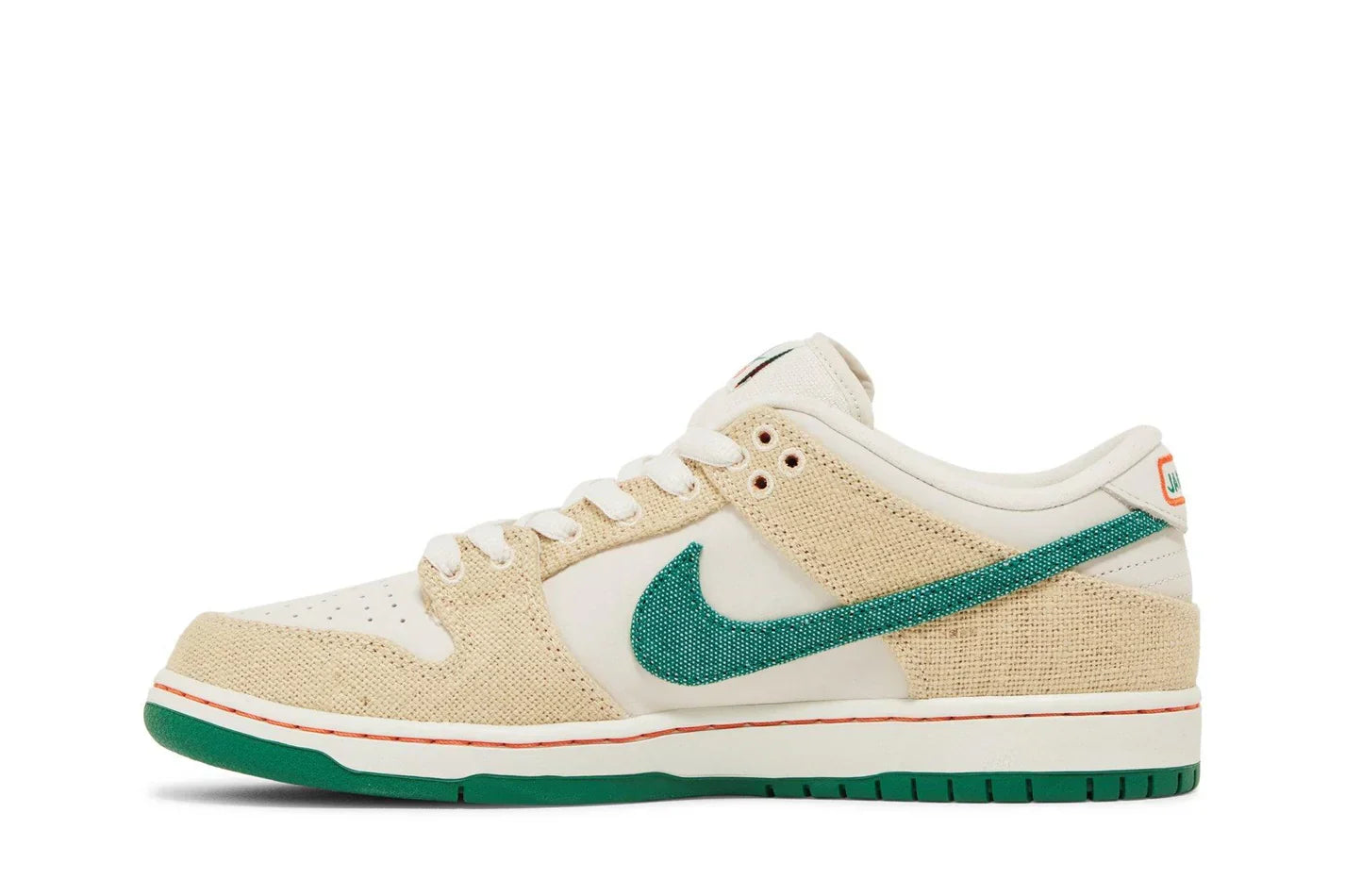 Tênis Jarritos x Nike SB Dunk Low Branco/Verde detalhe lateral