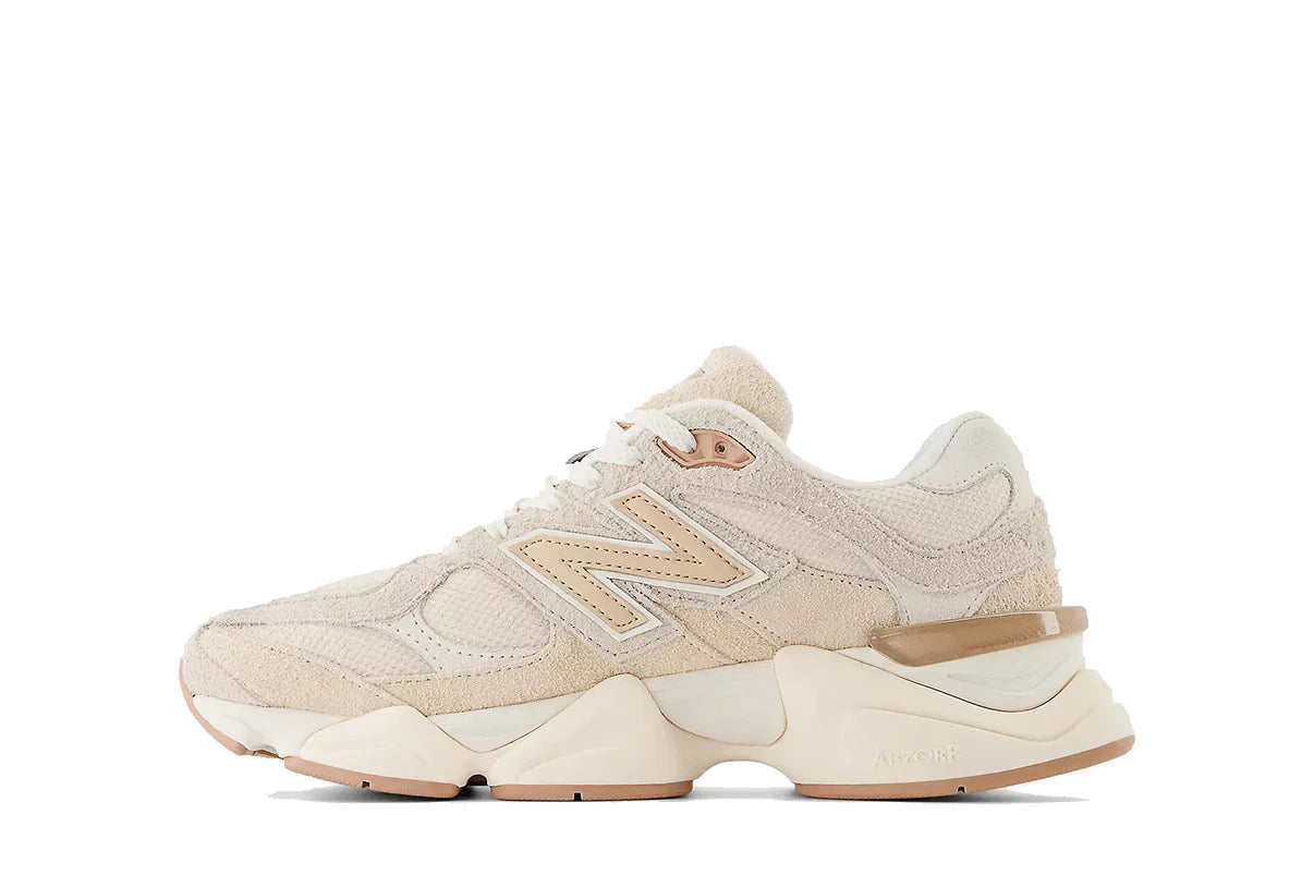 Tênis New Balance 9060 Bisque Sea Salt Bege detalhe do material