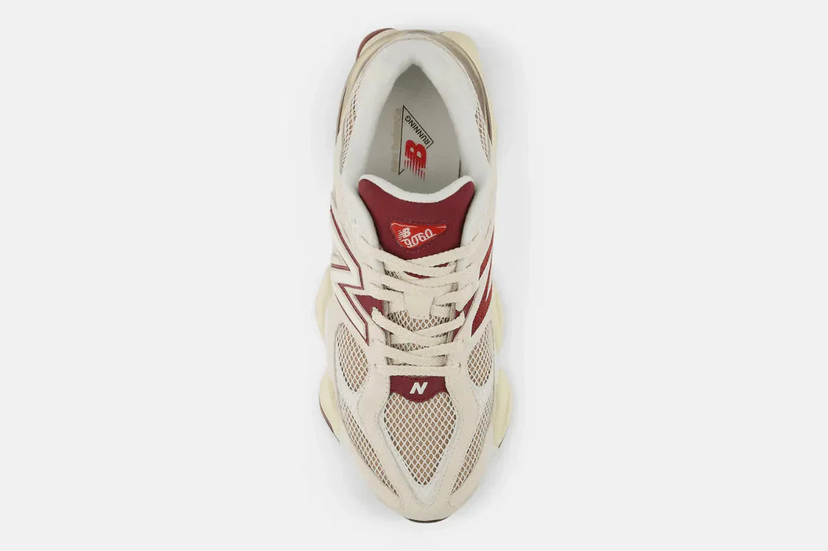 Tênis New Balance 9060 Linen Burgundy Bege detalhe do solado