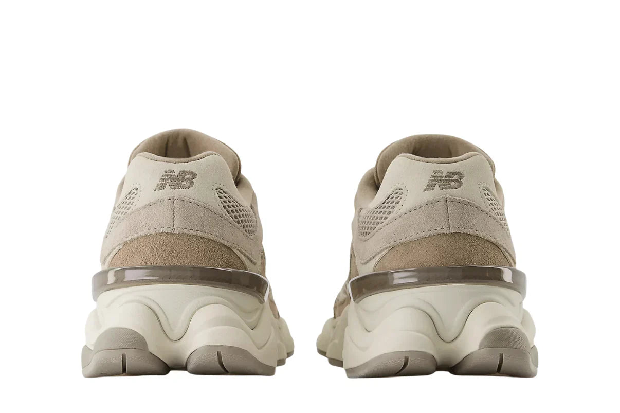 Tênis New Balance 9060 Mushroom Arid Stone Bege detalhe do material