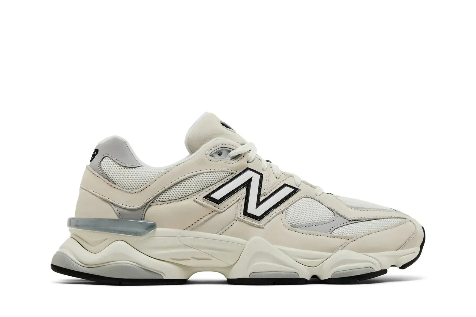 Tênis New Balance 9060 Sea Salt Raincloud Cinza vista lateral
