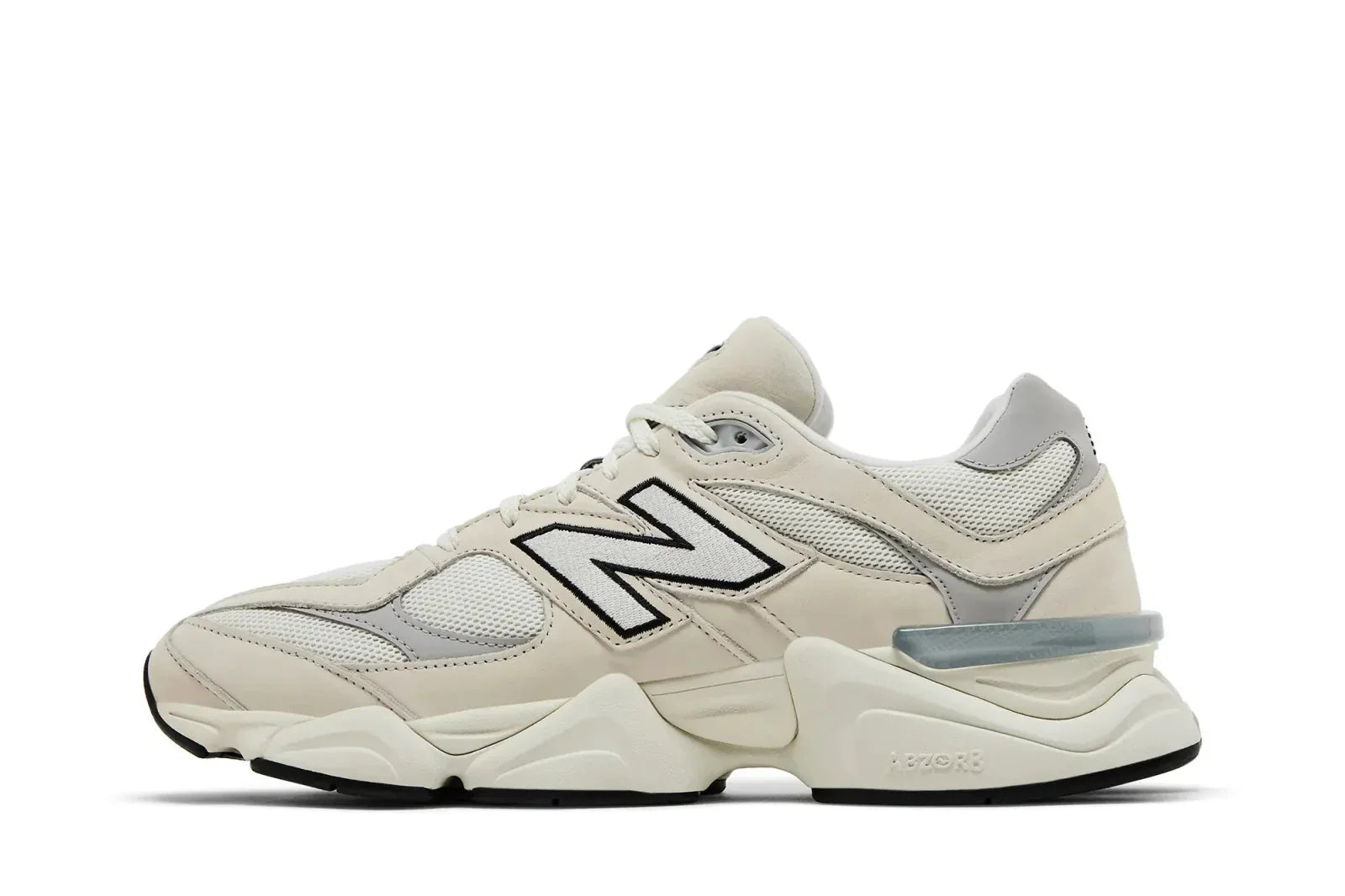 Tênis New Balance 9060 Sea Salt Raincloud Cinza detalhe do solado