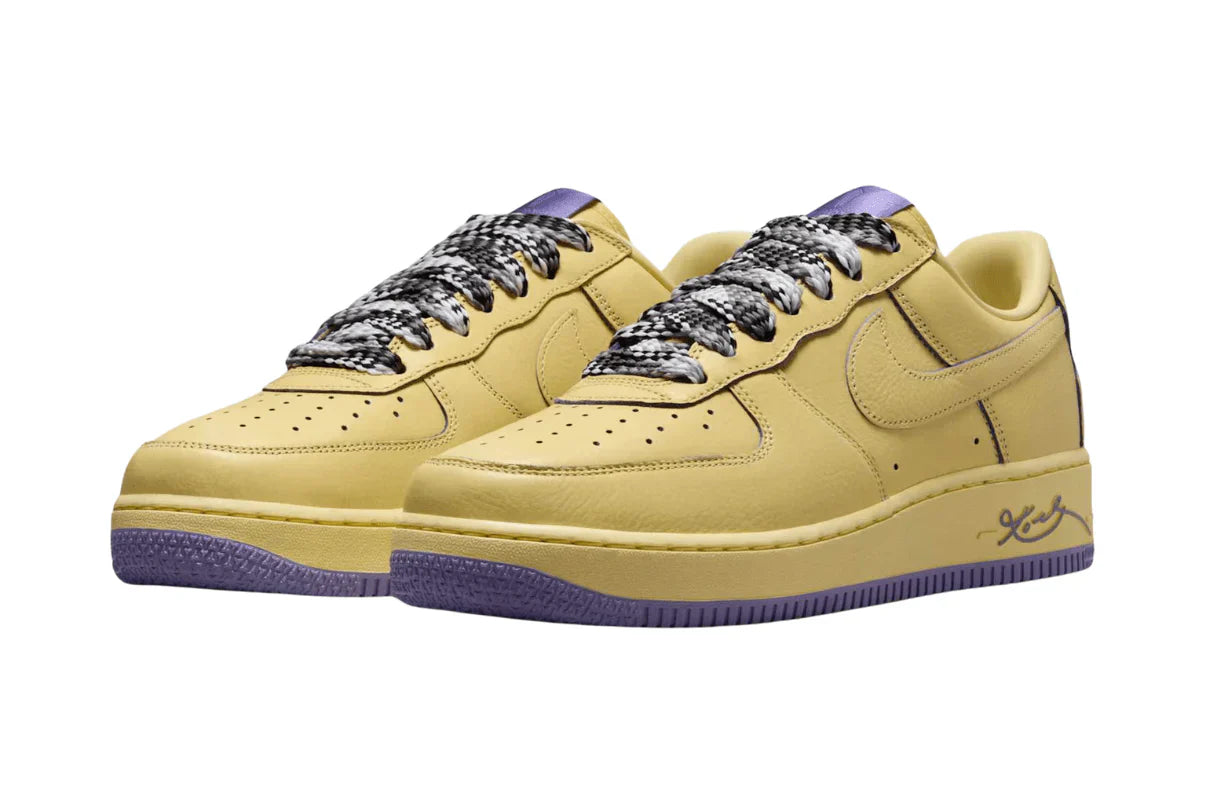 Tênis Nike Air Force 1 Low Protro Kobe Bryant Mamba Mentality Amarelo detalhe do material