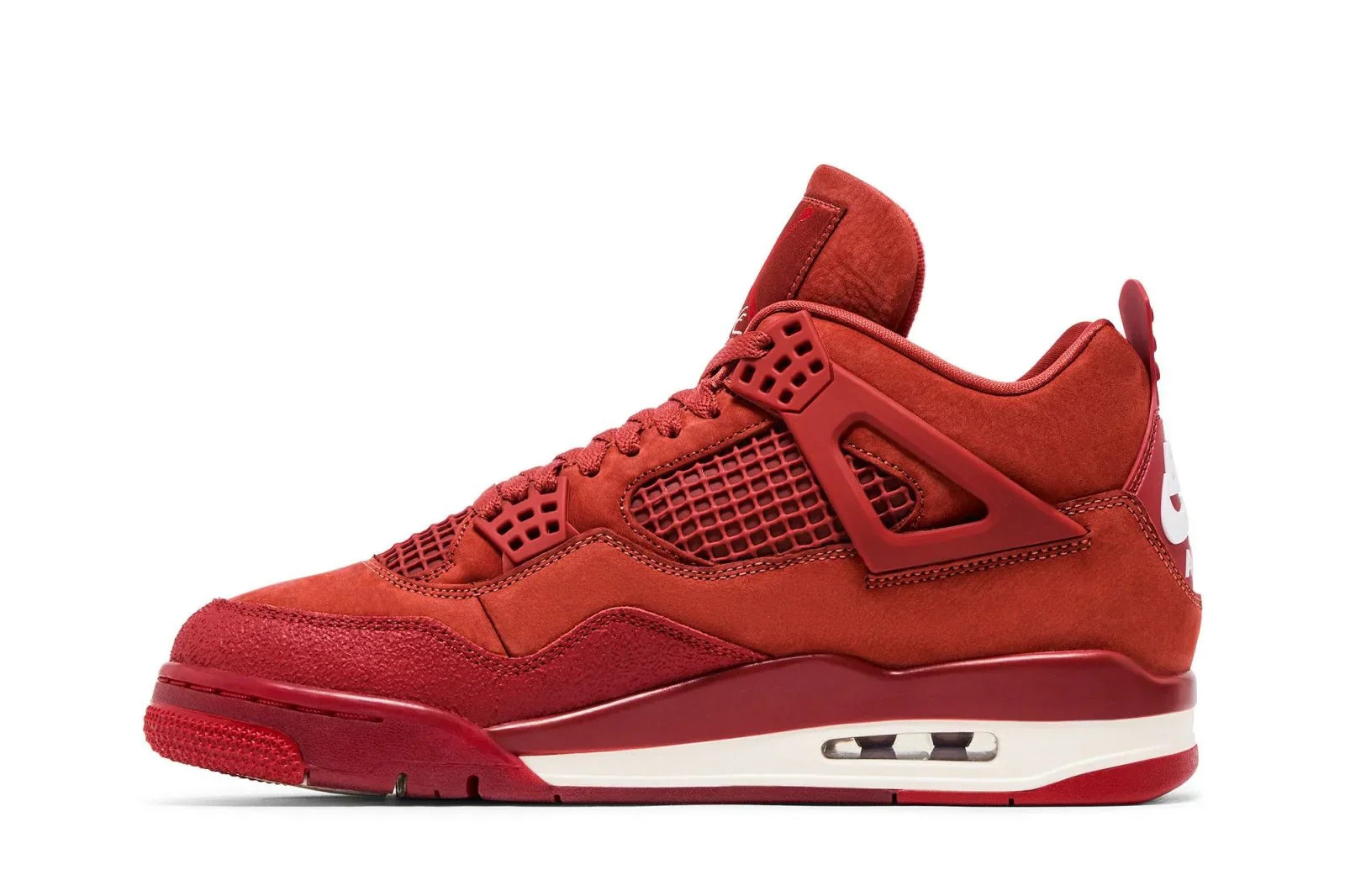 Tênis Air Jordan 4 Retrô OG SP Nigel Sylvester Brick by Brick Vermelho detalhe lateral