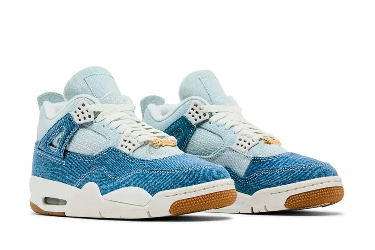 Tênis Nike Air Jordan 4 Retro TEX Worn Blue Denim Azul vista superior