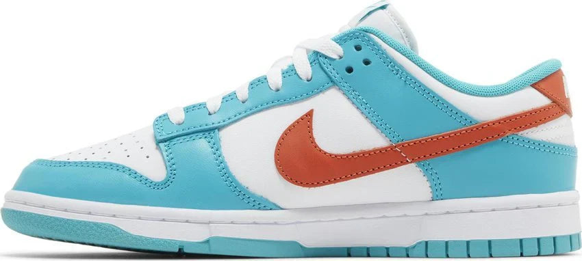 Tênis Nike Dunk Low Miami Dolphins Azul detalhe do material